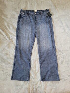 Seven7 Womens XL Pull On Relaxed Straight Faux Denim Look Illusion Jean Pants